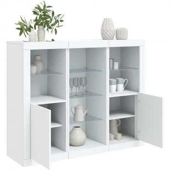 Aparador con luz LED 3 pzas madera de ingeniería, Mueble de Almacenaje de Salón, Armarios con Puertas, Cajón de Madera, Buffet para salón Moderno, Armario Auxiliar, Armario de
