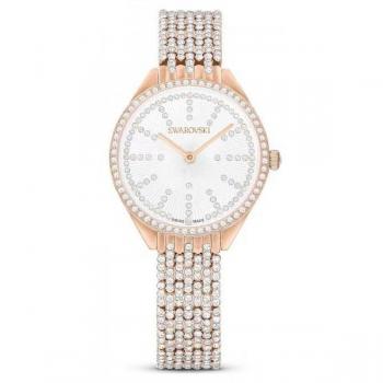 Swarovski Attract Women's Watch 5644053 - Swiss Made with White Pavé Crystal Face and Rose-Gold Tone Bracelet