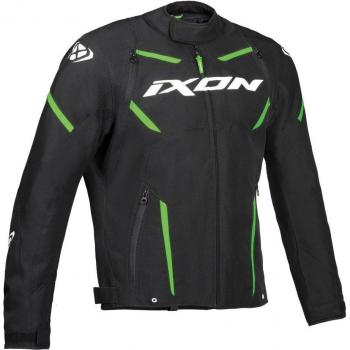 Ixon Striker Chaqueta textil impermeable para motocicleta - Negro Blanco Verde (XL)