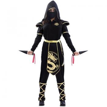 Disfraz de Ninja Negro y Dorado para mujer