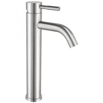 Grifo mezclador mecánico redondeado de acero inoxidable con acabado en níquel cepillado - Altura 29,6 cm - SALAVAN