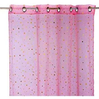 Cortina Voile Infantil Estrellas Doradas 140 x 250 cm - Rosa Atmosphera