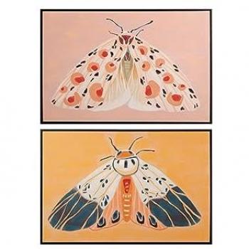 Set de 2 Cuadros Mariposas con Marco Negro 90x4x60 cm - Multicolor