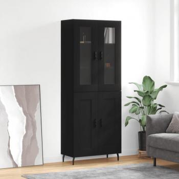 Alacena Aparador Alto Madera Multicapa Contrachapada Negro 69,5x34x180 cm