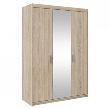Armario Tucson 128 con Bisagras en Roble Sonoma, 133x191x53cm, 5 Estantes y Espejo