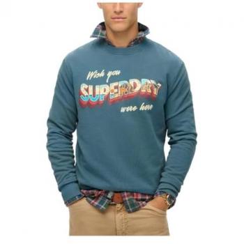 Superdry Men's Travel Postcard Graphic Sweatshirt - Stargazer Blue, Size L