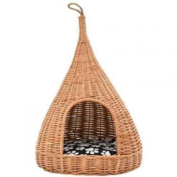 vidaXL Casa para gatos con cojín y forma de tipi sauce natural 40x60cm