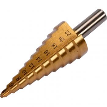 Broca escalonada Yato YT-44741, 1 pieza, fabricada en acero de alta calidad, con diseño de múltiples etapas para perforar diferentes diámetros en materiales como metal y plástico, fácil de usar y duradera
