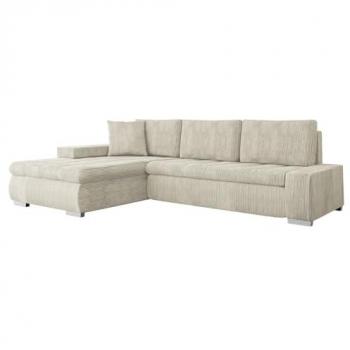 Sofá rinconero Comfivo 112 con función de descanso y caja de ropa de cama, 265x185x85cm