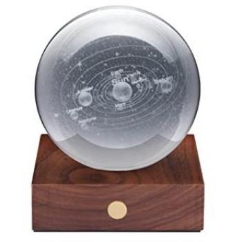 Gingko Design Solar System Amber Crystal Light with Touch Control and Walnut Base