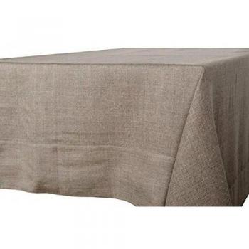 Lino fashion: gris estampado mantel de lino natural con amplia Fronteras, 100% lino, Gris, 175cm x 400cm