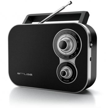 Radio Portátil Muse M-051 R, Dual Bandas FM/AM, Voltaje de Entrada 230V, Frecuencia de Entrada 50Hz, Diseño Vintage en Color Negro con Altavoz Integrado