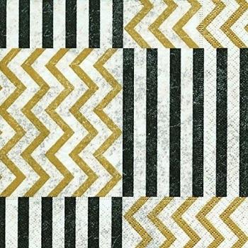 20 unidades servilleta (25 X 25 CM Zig Zag con rayas atemporal. Modern Cóctel