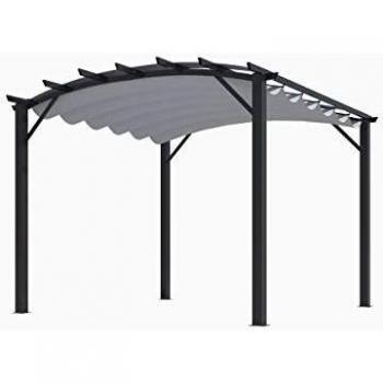 Pérgola Arco de Aluminio y Acero 11,22 m² con Lona Gris 280 g/m² - Modelo Foresta