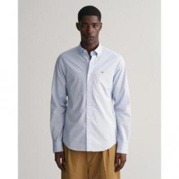 Camisa de hombre Gant Slim Fit de popelina azul (S), Casual, Algodón, Clásica, Manga larga, Outlet 2024
