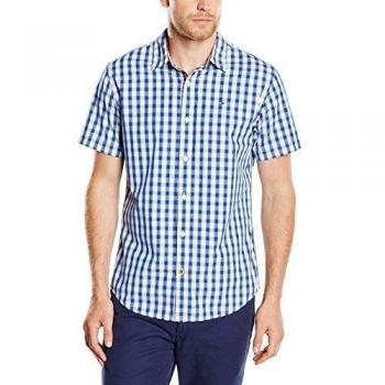 Tommy Hilfiger Poplin Check Shirt S/S 2 - Camisa para hombre, color sodalite blue-pt, talla MD