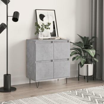 Aparador de madera contrachapada 60x35x70 cm en color gris hormigón, mueble de almacenaje para salón, buffet, armario auxiliar y armario de almacenamiento