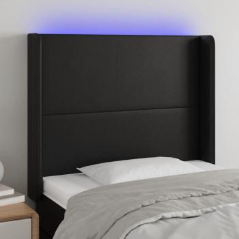 Cabecero LED Cuero Sintético Negro 83x16x128 cm