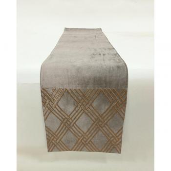 Camino de Mesa Terciopelo Bordado Beige 33 x 180 x 1 cm STYLE HOUSE