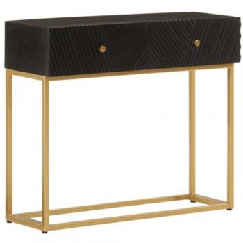 vidaXL Black Console Table 90x30x76 cm - Solid Mango Wood and Iron