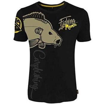 HOTSPOT DESIGN Fishing Mania Carpfishing, L, Negro, Camiseta, para Pescadores de Carpa, 010000503