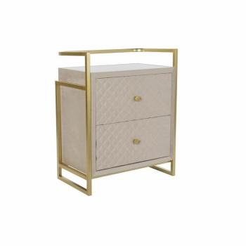 Mesita auxiliar DKD Home Decor Beige Dorado Metal Cristal 60 x 35 x 75 cm