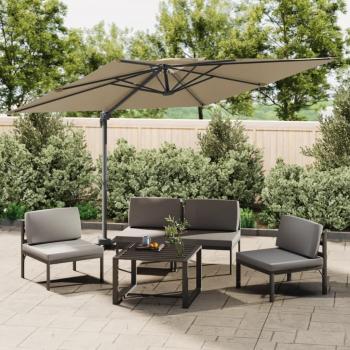 Sombrilla colgante de doble techo Tortorora Floor 300x300 cm gris taupe
