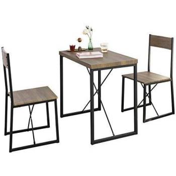 SoBuy Dining Set - Mesa de comedor y 2 sillas, OGT19-N Nature