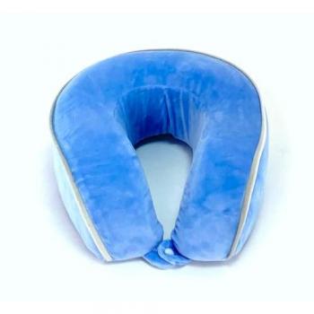 Almohada de Viaje Viscoelástica para Cuello Cervical - Oficina, Avión, Tren y Coche (Azul)