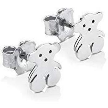 TOUS Bear - Pendientes de Botón con Silueta de Oso en Plata de Primera Ley - Tamaño: 0,65 x 0,85 cm