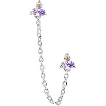 Piercing múltiple Alaia de plata bañada en rodio