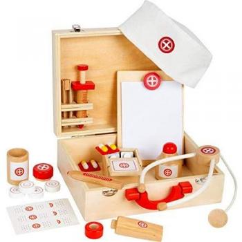 Maletín de Médico Juguete de Madera Natural con Accesorios, Small Foot, Juego de Rol a Partir de 3 Años