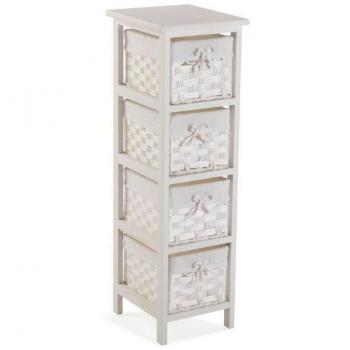 Mueble para el Baño Auxiliar Versa Pompei, 4 cajones, medidas 82 x 29 x 25 cm, material madera, color blanco, estilo nórdico
