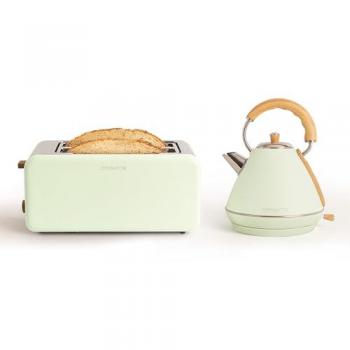 Pack Tostadora Retro Pequeña + Hervidor de Agua Retro 1,7 L Verde Pastel