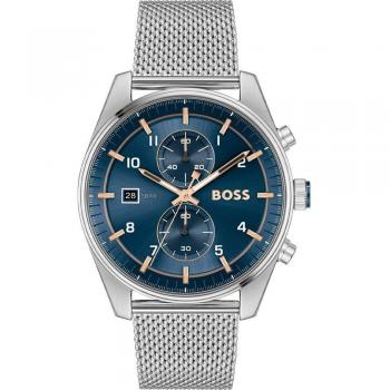 Reloj de hombre Boss Skytraveller 1514149 cronógrafo de malla milanesa de acero