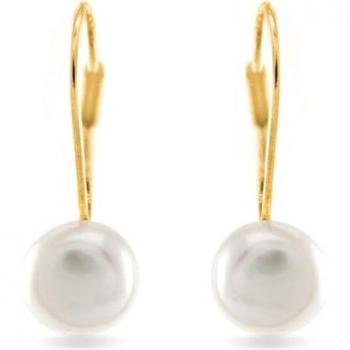 Pendientes Esenciales de Plata de Ley 925 con Baño de Oro y Perla Blanca