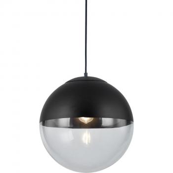 Lámpara colgante retro negra con cristal transparente 35 cm - Eclipse, E27, compatible con LED, max. 1 x 40W