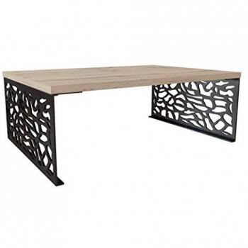 Mesa de café Germantown 107, Aglomerado laminado, Roble negro mate, 100 x 70 x 45 cm, Diseño angular