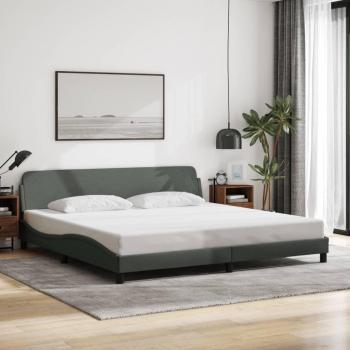 Cama solar sin colchón gris oscuro 200x200 cm Tela, Estructura de cama con cabecero tela gris oscuro 200x200 cm Vidaxl, vidaXL Estructura De Cama Con Cabecero Tela Gris