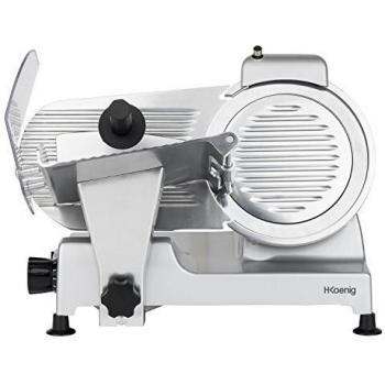 H.Koenig MSX220 Cortafiambres Eléctrico, Cortafiambres Cuchilla Italiana Profesional, Potencia 240W, Motor Asíncrono 282 rpm, Grosor del Corte 0-12 mm, Tecnología Silenciosa, Temporizador, Diámetro Cu