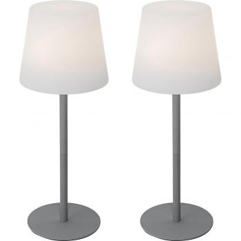 Juego de 2 lámparas de mesa recargables grises 40 cm IP54 - Jude