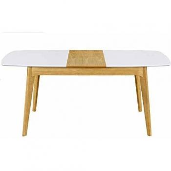 Mesa extensible nórdica blanca y madera MEENA de Miliboo