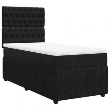 Cama box spring con colchón terciopelo negro 100x200 cm Vidaxl Negro