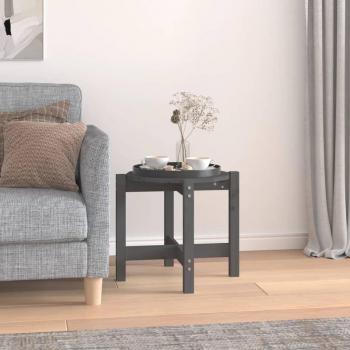 Mesa de centro de madera maciza de pino Ø52,5x45 cm en color natural, blanco y gris - Mesita de salón o comedor auxiliar