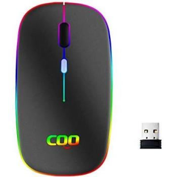 BAIBAO Ratón Inalámbrico Bluetooth Ratón, 2.4GHz Retroiluminación de 7 Colores con Mini Receptor USB, Ratón Silencioso Click Sensor óptico de 1600 dpi Compatible con iPad/PC/Mac/Windows
