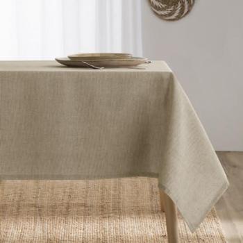 Mantel Antimanchas Resinado Liso Algodón Combinado Elba Taupe 140x300 cm