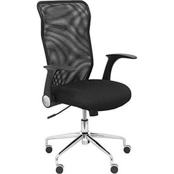 Silla de Oficina Minaya con Respaldo en Malla y Asiento Bali Negro, Tamaño Único