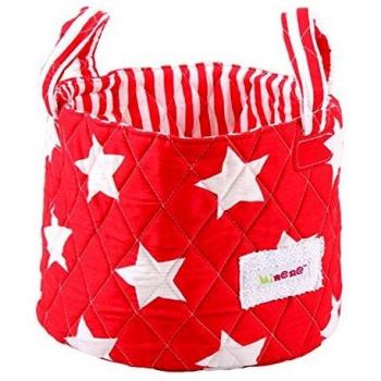 Minene Cesta de Tela pequeña Estrellas Rojo