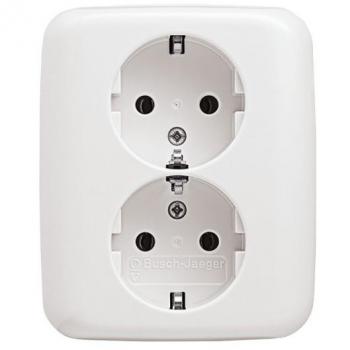 Toma de corriente doble SCHUKO 202 EUJ-214 Alpinweiß Reflex SI