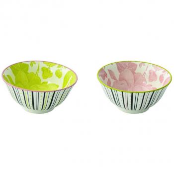 R2S 425 Flea Design Art – 2 Cuencos 15 cm Gres, Multicolor 15 x 15 x 8 cm 2 Unidad